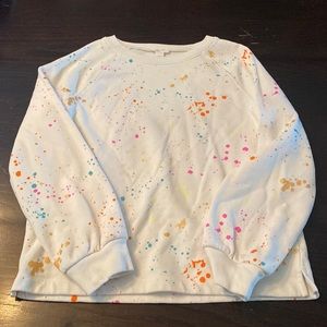 Jcrew, crew, cuts, size large paint, splattered sweatshirt